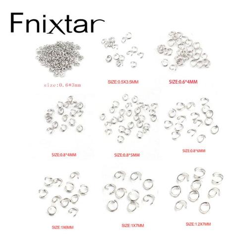 Fnixtar 100 unids/lote 0,6*3mm 0,5*3,5mm 0,6*4mm 0,8*4/5/6mm 1 */6/7mm 1,2*7mm Color de acero salto abierto de acero inoxidable anillo de encontrar ► Foto 1/6