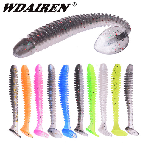 WDAIREN-anzuelo de Pesca Wobblers, señuelo suave para gusanos de 5cm, 7cm, 9cm, cebo de silicona Artificial de doble Color, aparejos de Pesca Isca Swimbaits ► Foto 1/6