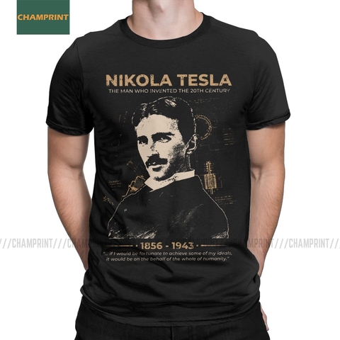 Nikola Tesla-camisetas de manga corta para hombre, Camisa de algodón con estampado de ciencia física, 100% ► Foto 1/6