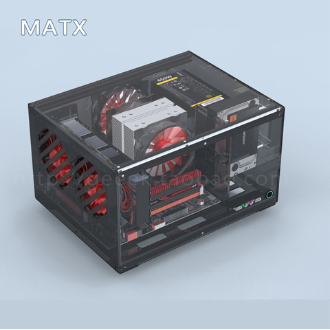 MATX-funda Horizontal para ordenador, compatible con placa base ITX, carcasas de escritorio, acrílico, transparente, para PC ► Foto 1/5