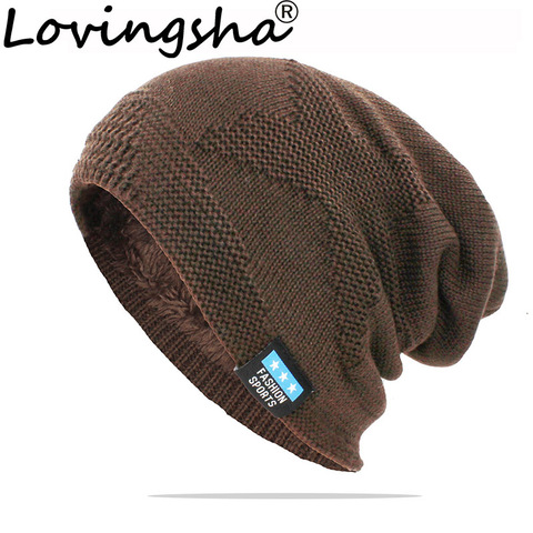 LOVINGSHA-gorro cálido de lana para hombre y mujer, gorros informales de punto, de marca, para exteriores, de algodón, HT137A ► Foto 1/6