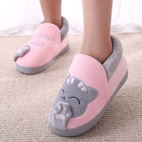 Zapatillas de invierno abrigadas para mujer, zapatos de pareja, Animal de peluche para mujer, deslizantes suaves para interiores, cómodos para mujer y hombre de talla grande ► Foto 1/6