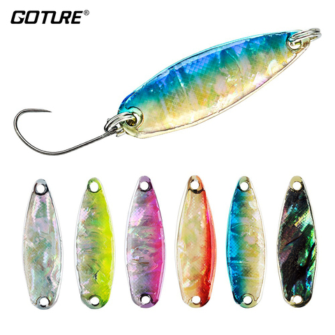 Goture nuevo Micro señuelo cuchara para pescar Spinner cebo Artificial duro para perca de trucha pesca 2 unids/pack 3cm 2,8g o 3,5 cm 4g ► Foto 1/6