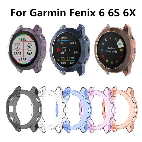 Funda protectora para Garmin Fenix 6 6S 6X, Protector de reloj inteligente, Marco suave de cristal transparente, funda de TPU para 6 Pro 6S Pro 6X Pro ► Foto 1/6