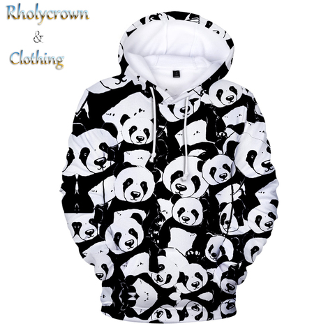 Sudadera blanca con capucha 3D Animal Panda sudaderas hombres mujeres sudaderas niños Panda Pullovers niños niñas tapas Hip Hop 3D estampado otoño ► Foto 1/6