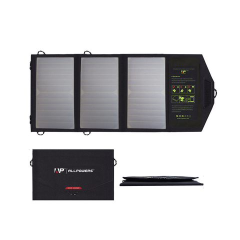 ALLPOWERS-Panel Solar portátil para exteriores, 5V, 21W, plegable, resistente al agua, USB, células solares, cargador de batería móvil para teléfono inteligente ► Foto 1/6