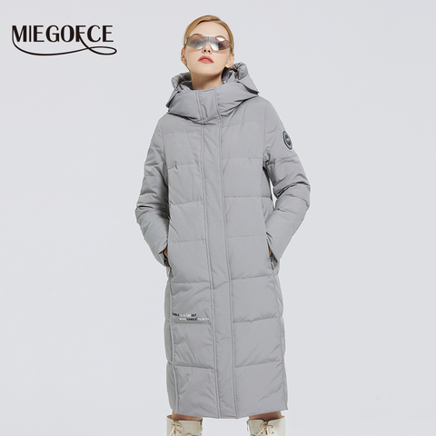 MIEGOFCE-abrigos largos de algodón para mujer, con diseño de logotipo de miegofce, Parkas de invierno a prueba de agua, ropa a prueba de viento, chaqueta, novedad de 2022 ► Foto 1/6