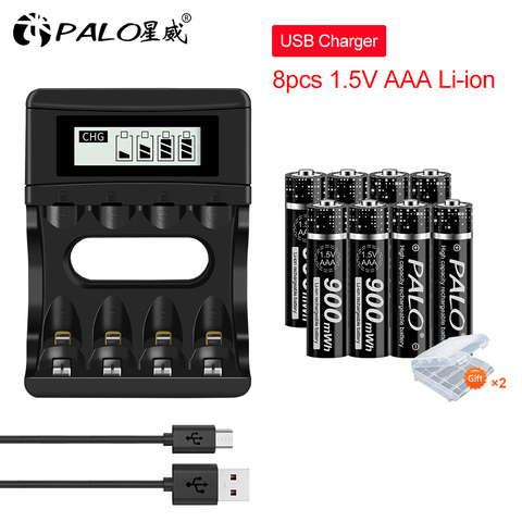 PALO-batería recargable de litio para juguetes Mp3, cargador de batería recargable AAA de 1,5 V, 900MWh, 1,5 V ► Foto 1/6
