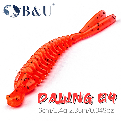 B & B U Larva de señuelos para pesca 60mm artificiales señuelos pesca gusano de silicona bajo Pike Minnow Swimbait Jigging de cebos ► Foto 1/6