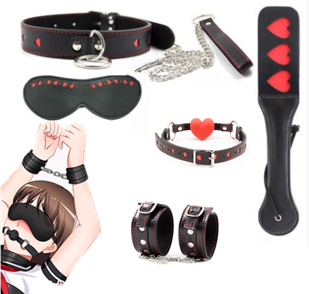 Candiway-Juego de roles de esclavo para adultos, juguete erótico de Bondage BDSM de cuero PU rojo con forma de corazón para parejas ► Foto 1/1