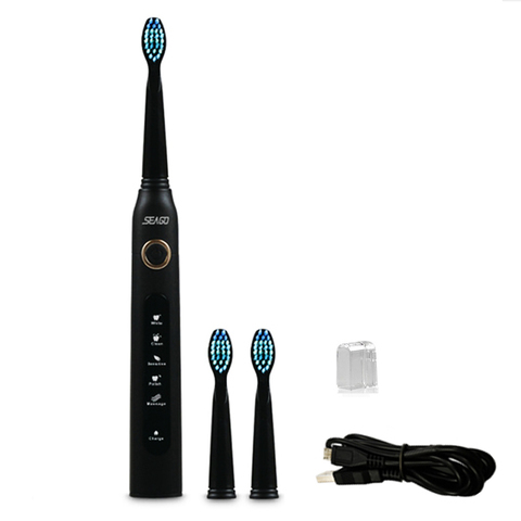 Yunchi-cepillo de dientes eléctrico Ultra sónico, dispositivo de limpieza de ondas sónicas, recargable por USB, con cabezales de repuesto, Seago 507 Y1 ► Foto 1/6