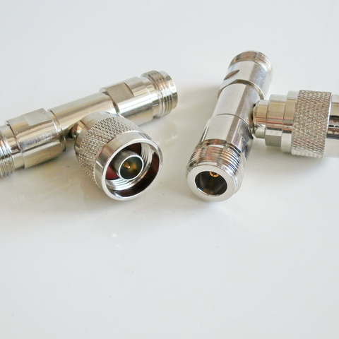 Conector adaptador Coaxial de 3 vías N, conector macho tipo T, conector macho a hembra doble de 2 pulgadas, adaptador Coaxial RF de latón niquelado ► Foto 1/1