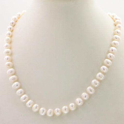 Joyería de perlas naturales, ¡venta al por mayor, joyería hermosa! Collar de perlas cultivadas en agua dulce para mujer, 8-9MM, color blanco ► Foto 1/5