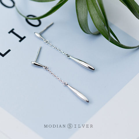 Modian alta calidad plata esterlina 925 pendiente de gota de agua para las mujeres geométrico Simple pendientes bien accesorios de la joyería ► Foto 1/5