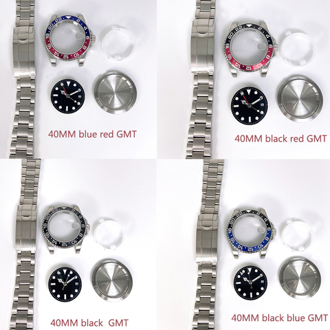 GMT-accesorios para reloj, funda de acero inoxidable de 40MM, cristal de zafiro adecuado para movimiento ETA2836 Mingzhu2813 3804 ► Foto 1/6