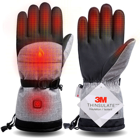 Guantes de esquí con calefacción eléctrica para hombre y mujer, manoplas para Snowboard, resistentes al viento, impermeables, novedad de 2022 ► Foto 1/6