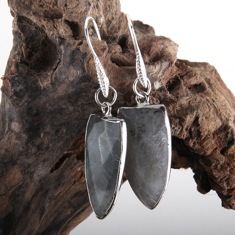 RH joyería de moda gris y amazonita caída de piedra Natural pendientes pendiente de las mujeres ► Foto 1/4