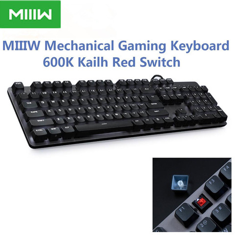 Caliente Xiaomi MIIIW 600K Teclado mecánico para juegos retroiluminado 104 tecla Kailh interruptor rojo 6 modos retroiluminación USB teclado con cable para Gamer ► Foto 1/6