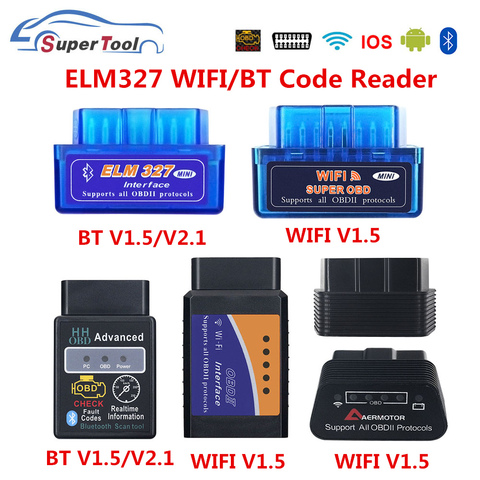 OBD2 ELM327 4,0 OBD ELM327 Bluetooth V1.5 V2.1 ELM 327 WIFI/Wi-Fi V1.5 OBDII escáner de diagnóstico de coche herramienta para Android/IOS/Windows ► Foto 1/6