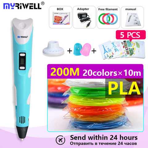 Myriwell-Bolígrafo 3d v2 de 1,75mm, filamento pla, pluma de impresión 3d, regalo inteligente para niños, regalo de cumpleaños, abs, plástico, pla, mango 3D ► Foto 1/6