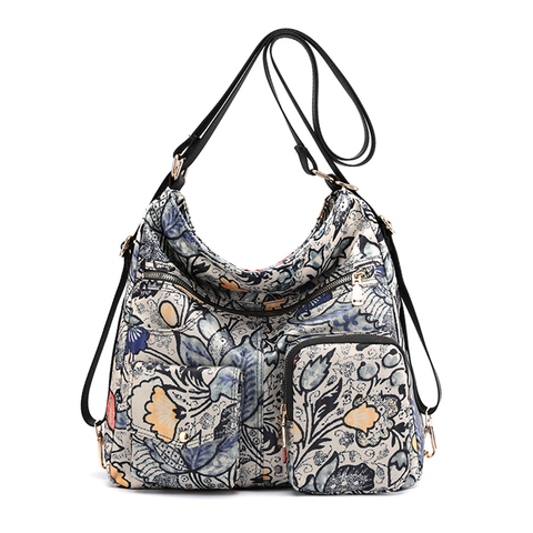 Mochila de nailon para ordenador portátil para mujer, bolsa de viaje suave multifuncional con cremallera Floral, escolar, para adolescentes ► Foto 1/6