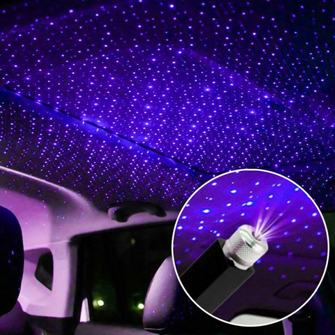 Miniluz LED de noche para techo de coche, proyector de galaxia de Ambiente, Lámpara decorativa con USB, luz ajustable para decoración Interior de coche ► Foto 1/6