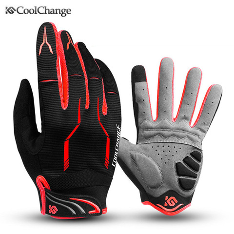 Coolchange-guantes de Ciclismo de dedo completo para hombre y mujer, a prueba de golpes, para ciclismo de montaña o de carretera ► Foto 1/6