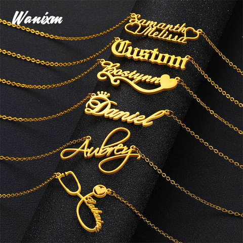 Collar con nombre personalizado, collar con nombre personalizado, joyería personalizada, Collar personalizado, collar mujer hombre, regalo personalizado para ella ► Foto 1/6