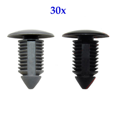 30 Uds. 10mm Agujero Plástico Nailon Remache Gris Grapa Negra Vehículo Universal Auto Grapas para Coche Tapicería Forro de Techo Maletero Panel Push Retenedor Clip de Retención ► Foto 1/5