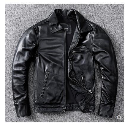 YR! Envío gratis. Venta al por mayor. Chaqueta de piel de oveja suave negra clásica. Abrigo de piel de talla grande. Ropa de piel de motorista de moda ► Foto 1/4