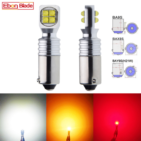 2 bombilla de luz LED automática BA9S T4W baka9s H6W BAY9S H21W para indicador de giro de coche, luz de marcha atrás de señal de marcha atrás, blanco, rojo, ámbar, 12V, 24V ► Foto 1/6