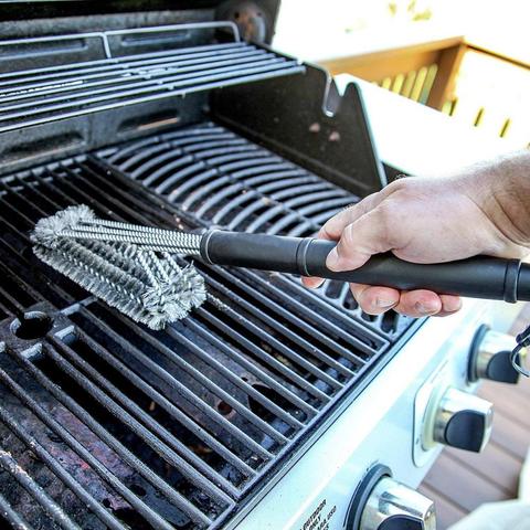 Cepillo de limpieza de parrilla de 18 pulgadas, herramienta para barbacoa, 3 cepillos de acero inoxidable en 1, accesorios para barbacoa Cleanin, el mejor limpiador ► Foto 1/6