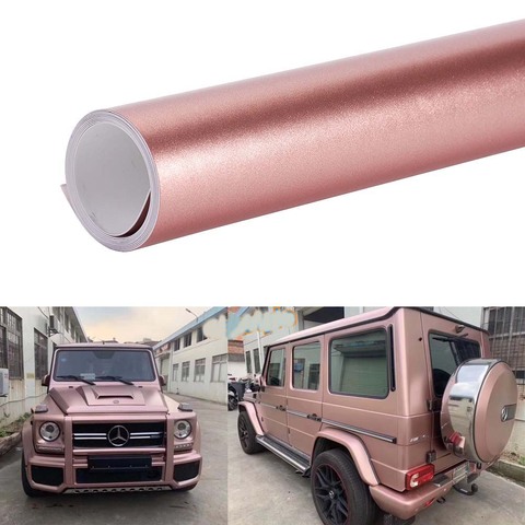 Película de vinilo metalizada para coche, pegatina de PVC, hoja de pegatinas, para teléfono y portátil, sin expulsión de aire, color oro rosa mate ► Foto 1/6