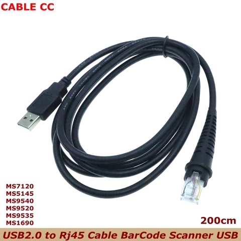 Escáner de código de barras USB Cable 2M/7FT para Honeywell Metrologic MS7120 MS5145 MS9540 MS9520 MS9535 MS1690 USB2.0 a Rj45 Cable ► Foto 1/6