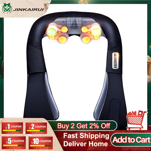 JinKaiRui-masajeador eléctrico Shiatsu para espalda, cuello, hombros, cuerpo, Jade, calefacción por infrarrojos, almohada para aliviar el dolor ► Foto 1/6