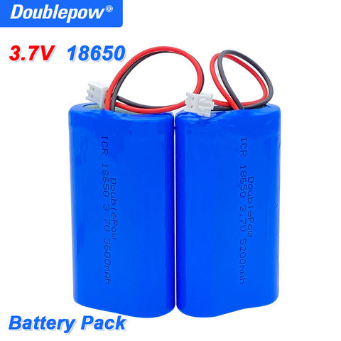 DOUBLEPOW 3,7 V 18650 batería de litio 3600/5200mAh pack de batería recargable megáfono tablero de protección del altavoz + XH-2P macho ► Foto 1/5