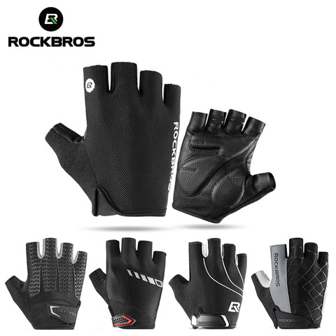 Guantes de ciclismo ROCKBROS PRO medio dedo transpirable MTB bicicleta de montaña guantes de motocicleta almohadilla de Gel guantes deportivos de bicicleta a prueba de golpes ► Foto 1/6