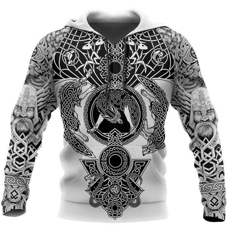 Sudadera con capucha para hombre y mujer, con estampado 3D de tatuaje Vikingo, bonito diseño, estilo Harajuku, otoño ► Foto 1/6