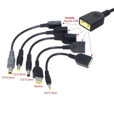 Conversor adaptador de corriente continua, Cable conector USB cuadrado hembra a 7,9x5,5mm, 5,5x2,5mm, 1,7mm x 4,0, macho, 5,5x2,1mm ► Foto 1/6