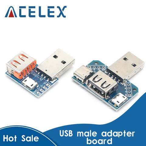 Panel de control de la cabeza USB, conector macho a USB tipo c, Micro USB hembra, placa de prueba de transferencia de 2,54-4P, XY-USB4 de placa adaptadora USB ► Foto 1/6