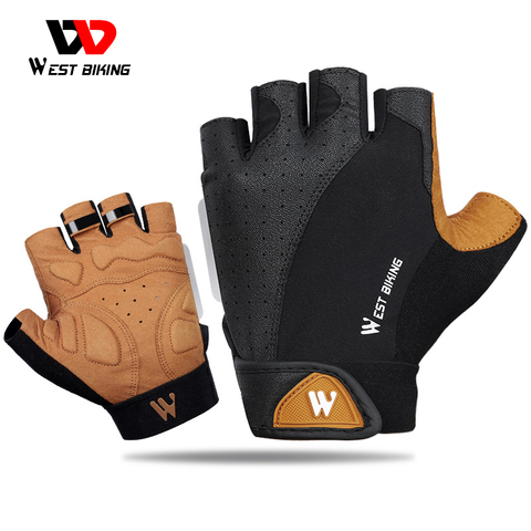 WEST BIKING-guantes antideslizantes de verano para ciclismo de montaña, medio dedo, para hombre y mujer ► Foto 1/6