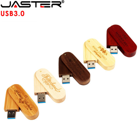 Pendrive USB JASTER 3,0 giratorio de madera con memoria, 4GB, 16GB, 32GB, 64GB, logotipo personalizado gratis ► Foto 1/6