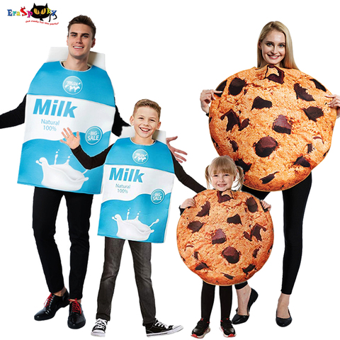 Eraspooky-disfraces de Halloween para mujeres y niños, disfraces divertidos de comida, galletas de leche, para fiesta de Navidad, familia, a juego ► Foto 1/6