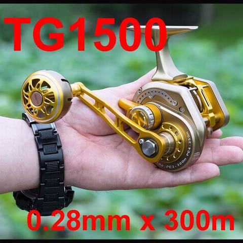 Carrete de pesca Al curricán TG1500, freno de Metal completo, potencia de 6,3: 1 30kg, 13 + 2 rodamientos, anticorrosión del agua de mar, 502g, PE3, 0,28 MM, 300M ► Foto 1/3