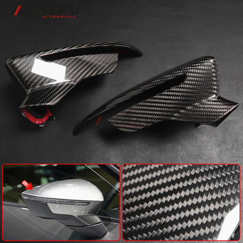 Fibra de carbono Real espejo tapa para Seat Leon 5F MK3 2013-2022 Ibiza MK5 Arona 2017-2022 del lado del coche retrovisor accesorios de la cubierta añadir en ► Foto 1/6