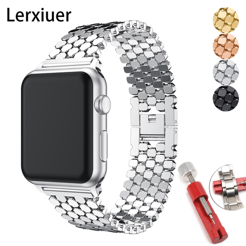 Correa para Apple watch band 4 5, correa de 44mm y 40mm, correa de 42mm y 38mm para apple watch 5 4 3 2 1, accesorios, correa de acero inoxidable ► Foto 1/6