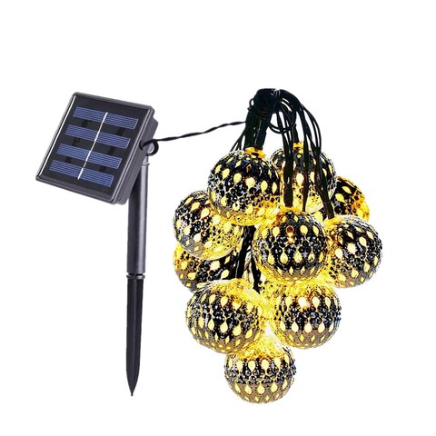 Bola hueca solar para decoración de patio, cuerdas de luces navideñas, iluminación de vacaciones, 2 modos, 5m, 20led ► Foto 1/6