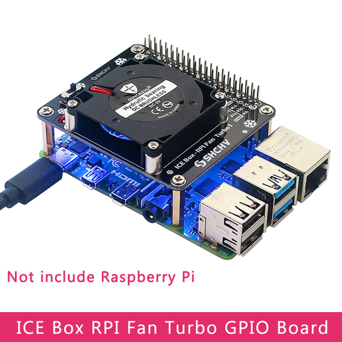 Placa de expansión Raspberry Pi 4B GPIO, Turbo ventilador de refrigeración de hielo con luz LED para Raspberry Pi 4 Modelo B/3B +/3B ► Foto 1/6