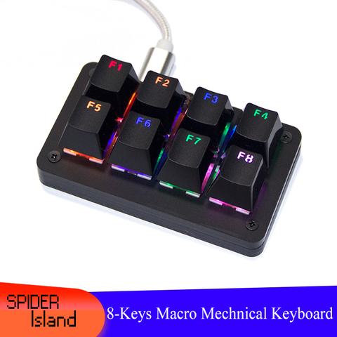 Teclado mecánico de función Macro con luz de fondo RGB, tecla de ajuste automático de 8 teclas, tecla personalizada con software ► Foto 1/6