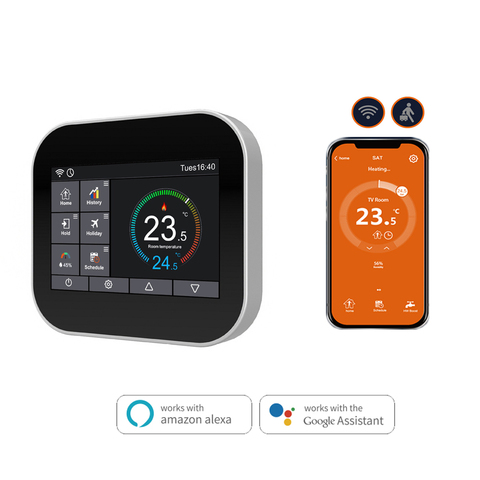 Termostato de contacto inteligente con WiFi, controlador de temperatura para agua/calefacción de suelo eléctrica/Gas, Control remoto por aplicación de Google Alexa ► Foto 1/6